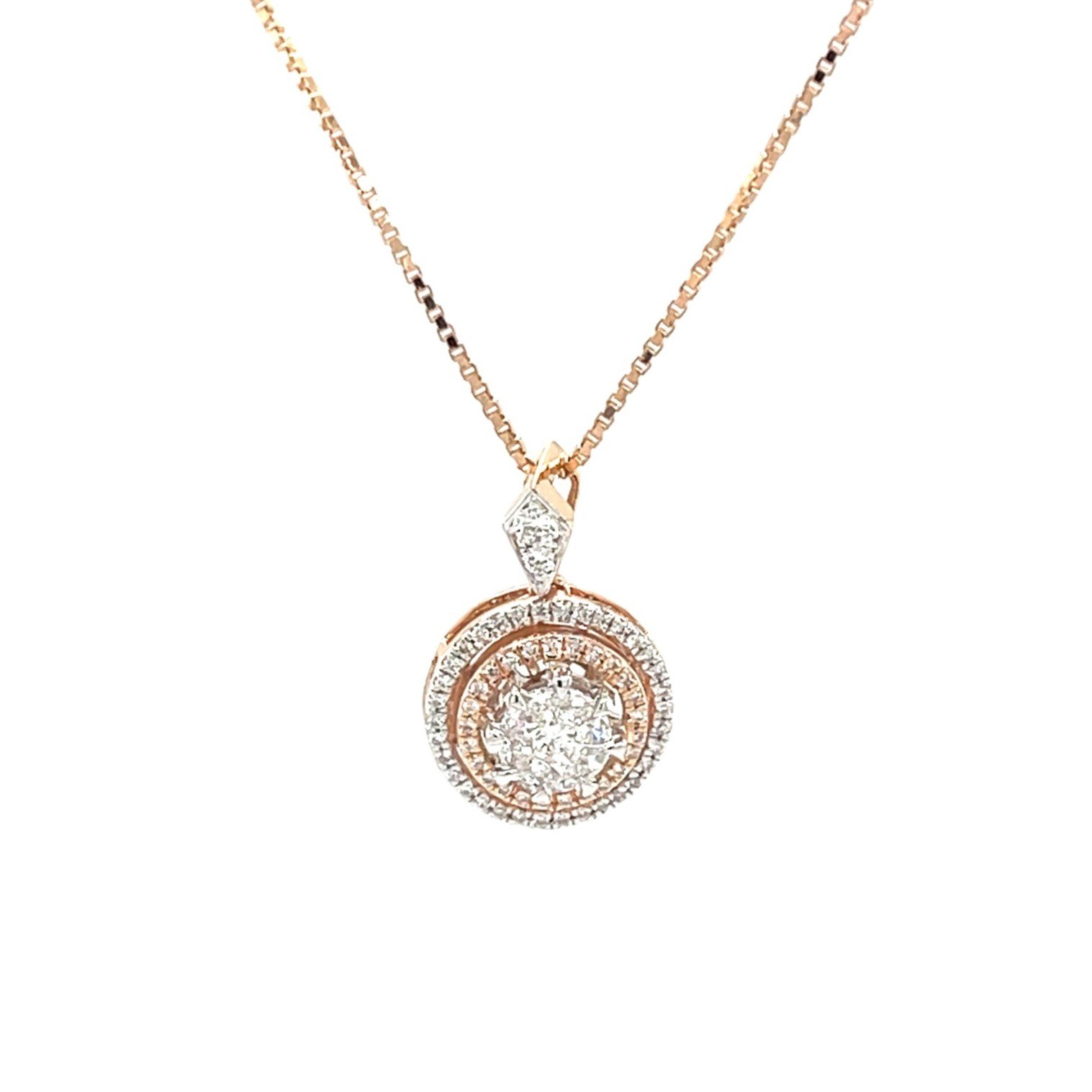 Elegant Rose Gold Diamond Halo Pend...